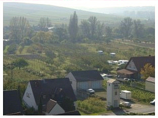 Im Weinberg bei Escherndorf-Blick auf den Stellplatz